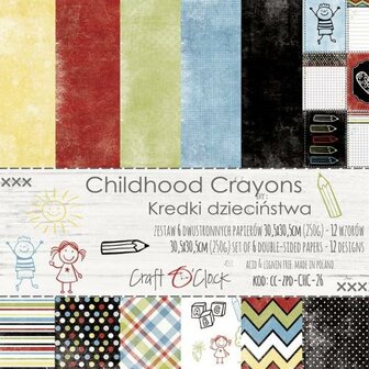 Paper pad 30.5x30.5cm Childhood Crayons p/6vel