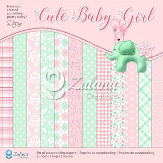 Paper pad cute baby girl 30.5x30.5cm p/6vel