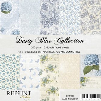 Paper pad 30.5x30.5cm Dusty Blue p/10vel