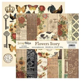 Paper pad 30.5x30.5cm Flowers Story p/12vel