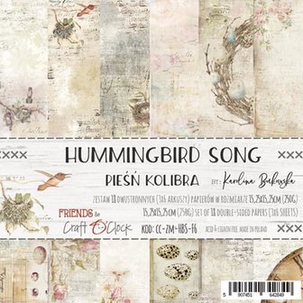 Paper pad 15.25x15.25cm Hummingbird song p/18vel