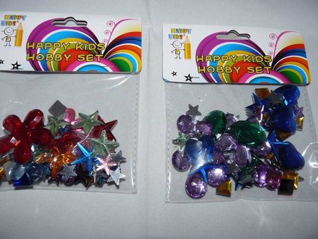 Plastic Diamanten diverse maten p/zak diverse kleuren