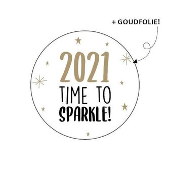 Stickers 2021 time to sparkle 40mm p/20st wit