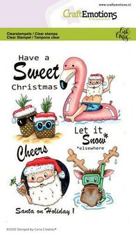 Clear stamps A6 Santa on Holiday flamingo p/st