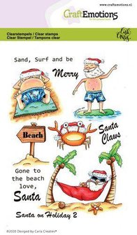 Clear stamps A6 Santa on Holiday palmboom p/st