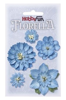 Bloemen blauw 2-5cm p/5st luxe