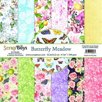 Paper pad 15x15cm Butterfly meadow p/24vel