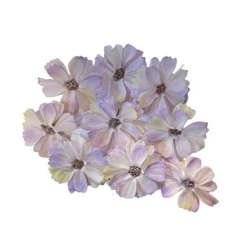 Bloemen met stamper 4.5cm p/9st lila/creme