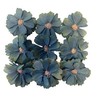 Bloemen met stamper 4.5cm p/9st petrolblauw