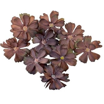 Bloemen met stamper 4.5cm p/9st bruin