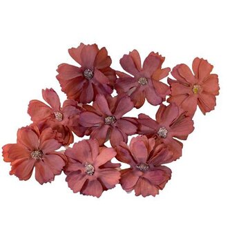 Bloemen met stamper 4.5cm p/9st vintage rood