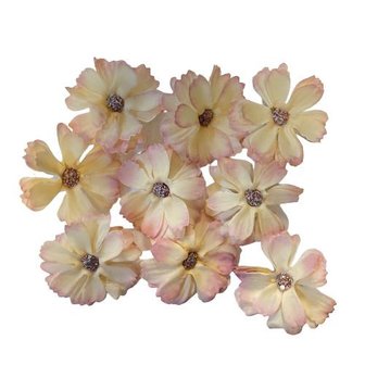 Bloemen met stamper 4.5cm p/9st creme/roze