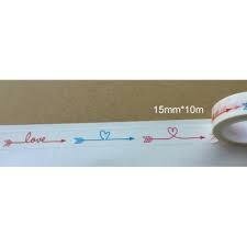 Masking tape rood/blauw pijlen love 15mm p/10m 