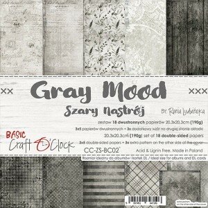 Paper pad Grey Mood 20.3x20.3cm p/18vel