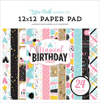 Paper pad roze 30,5x30,5cm Magical Birthday p/24vel