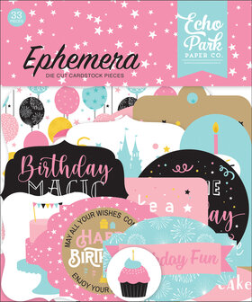 Cardstock Ephemera Magical Birthday roze p/33st