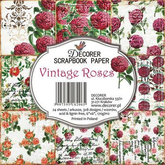 Paper pad Vintage Roses 15x15cm p/24vel