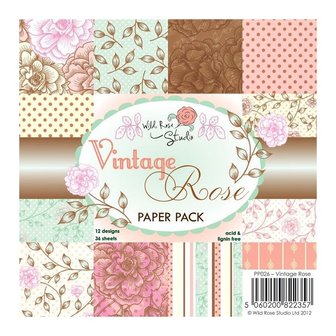 Paper pad Vintage Rose 15x15cm p/36vel