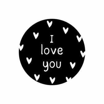 Sticker I love you 40mm p/20st zwart