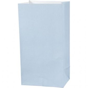 Zakken lichtblauw 9x5x17cm p/10st blokbodem paperbag