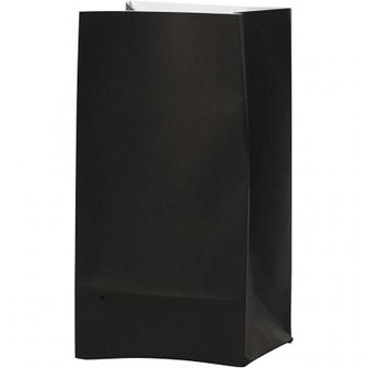 Zakken zwart 9x5x17cm p/10st blokbodem paperbag