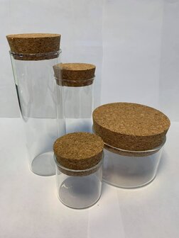 Glazen tube 4.5x5cm p/st transparant met kurk