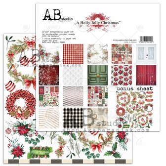 Paper pad a Holly Jolly CHristmas 30.5x30.5cm p/9vel