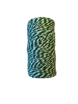 Touw donkergroen/wit 2mm p/100mtr bakery twine