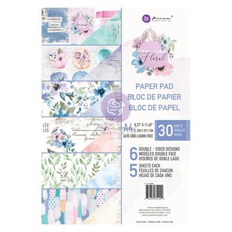 Paper pad Watercolor Floral A4 p/30vel