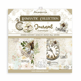 Paper pad 20x20cm Romantic Journal p/10vel