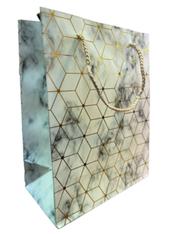 Draagtas hexagon 18x10x23cm marmer