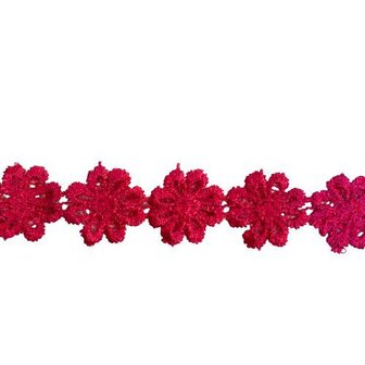 Lint fuchsia 20mm p/mrtr bloemen gehaakt 