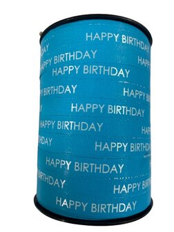 Krullint blauw 10mm p/10mtr Happy Birthday