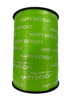 Krullint limegroen 10mm p/250mtr Happy Birthday