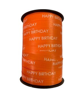Krullint oranje 10mm p/10mtr Happy Birthday