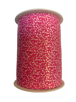 Krullint stip roze 10mm p/10mtr fantasie