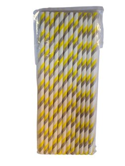 Rietjes geel grijs streep p/25st