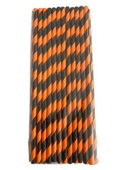 Rietjes oranje streep p/25st zwart