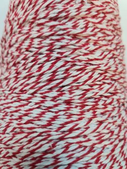 Katoenkoord rood/wit 2mm p/500 mtr twist groot