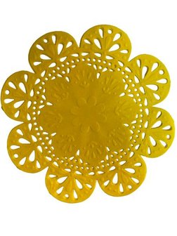 Doilies geel bloem 15cm p/5st