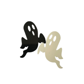 Flatback spookje 5x3.2cm p/st zwart/wit