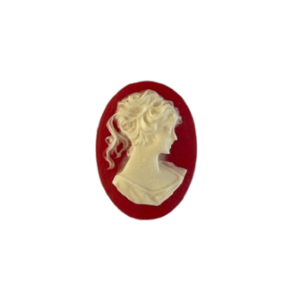 Cameo rood/wit dame 2.5x2cm p/st