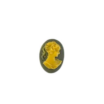 Cameo geel/grijs dame 2.5x2cm p/st