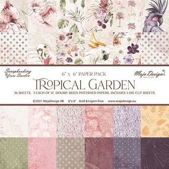 Paper pad 15x15cm Tropical Garden p/36vel