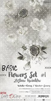 Basic FLower Set1 White-Grey 15x30.5cm p/18vel