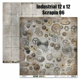 Scrappapier nr.06 industrial tandwielen 30.5x30.5cm p/vel