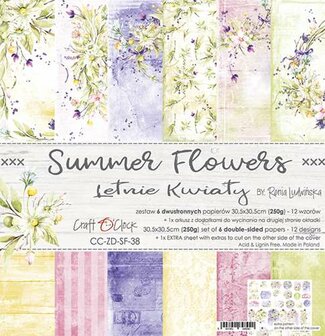 Paper pad 30.5x30.5cm Summer flowers p/6vel