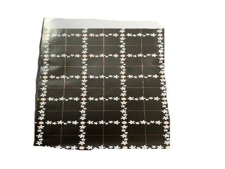 Zakken zwart vierkant met bloemetjes 12x19cm p/25st