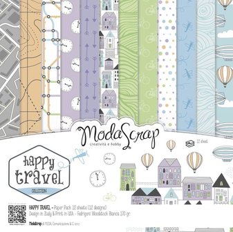 Paper pad 15x15cm Happy travel p/12vel