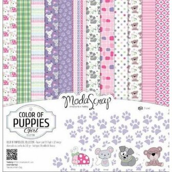 Paper pad 15x15cm Colors of puppies girl p/12vel